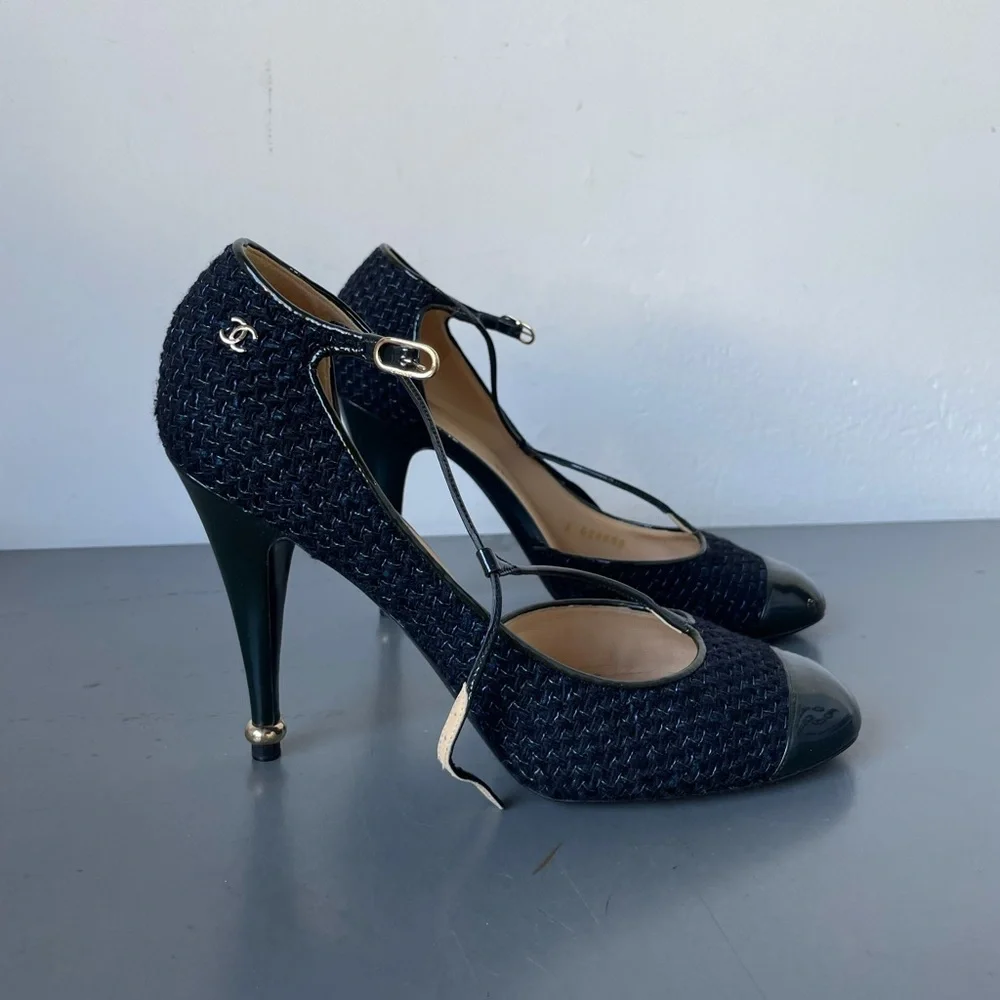 Chanel Tweed T strap Chanel Pumps size 11 41